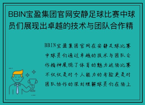 BBIN宝盈集团官网安静足球比赛中球员们展现出卓越的技术与团队合作精神